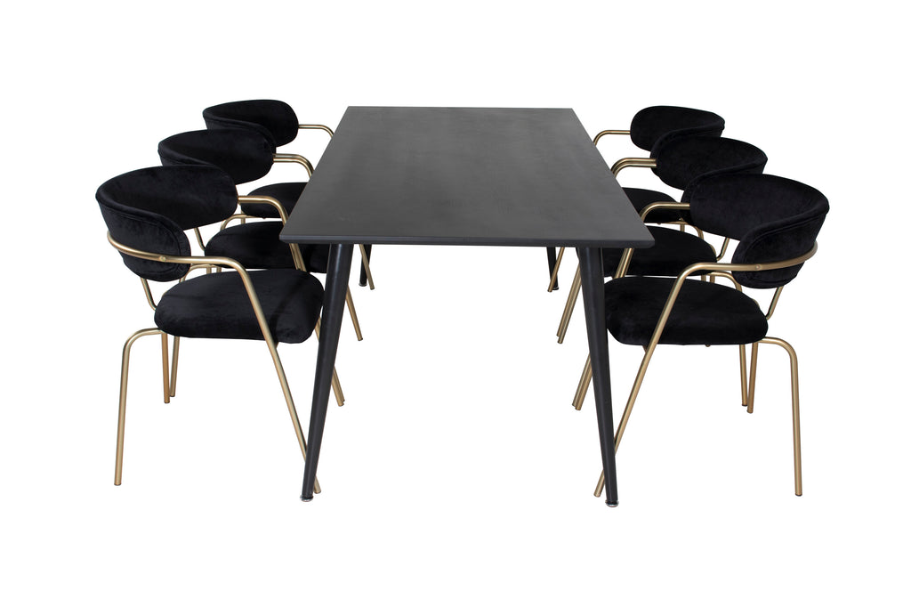 gr19986__1 Dipp Rechteckiger Esstisch Set Rechteckiges Essgruppen Set Tisch: 75,5x180x90 Stuhl: 61x79x58