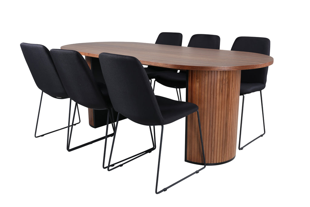 gr22187__1 Bianca Ovaler Esstisch Set Ovales Essgruppen Set Table: 75x200x90 Chair: 63x84x43