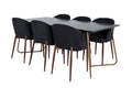 gr22346__1 Petra rechteckiges 7 teilig Essgruppen Set mit schwarzem Tisch 190 x 90 cm und 6 schwarzen Esszimmerstühlen Default Title