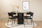 gr22354__10_6f3d9996-cde5-4369-9a22-59ad65c4af63 Marbs rundes 5 teiliges Essgruppen Set mit schwarzem Tisch Ø 110 cm in Marmoroptik und 4 schwarzen Stühlen