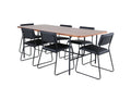 gr22396__1 Uno rechteckiges 7 teiliges Essgruppen Set mit walnussfarbenem Esstisch 200 x 90 x 74 cm und 6 schwarzen Freischwinger Stühlen Default Title