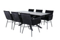 gr22522__1 Piazza rechteckiges 7 teiliges Essgruppen Set mit schwarzem Esstisch 180 x 90 x 76 cm und 6 schwarzen Samtstühlen Default Title