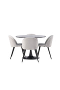 gr22903_10_os_b6083a4d-f6b2-4f69-b115-d382fcf09514 Glade rundes Essgruppen Set 5 teilig mit rundem schwarzem Tisch Ø 100 cm und 4 hellgrauen Samtstühlen Default Title