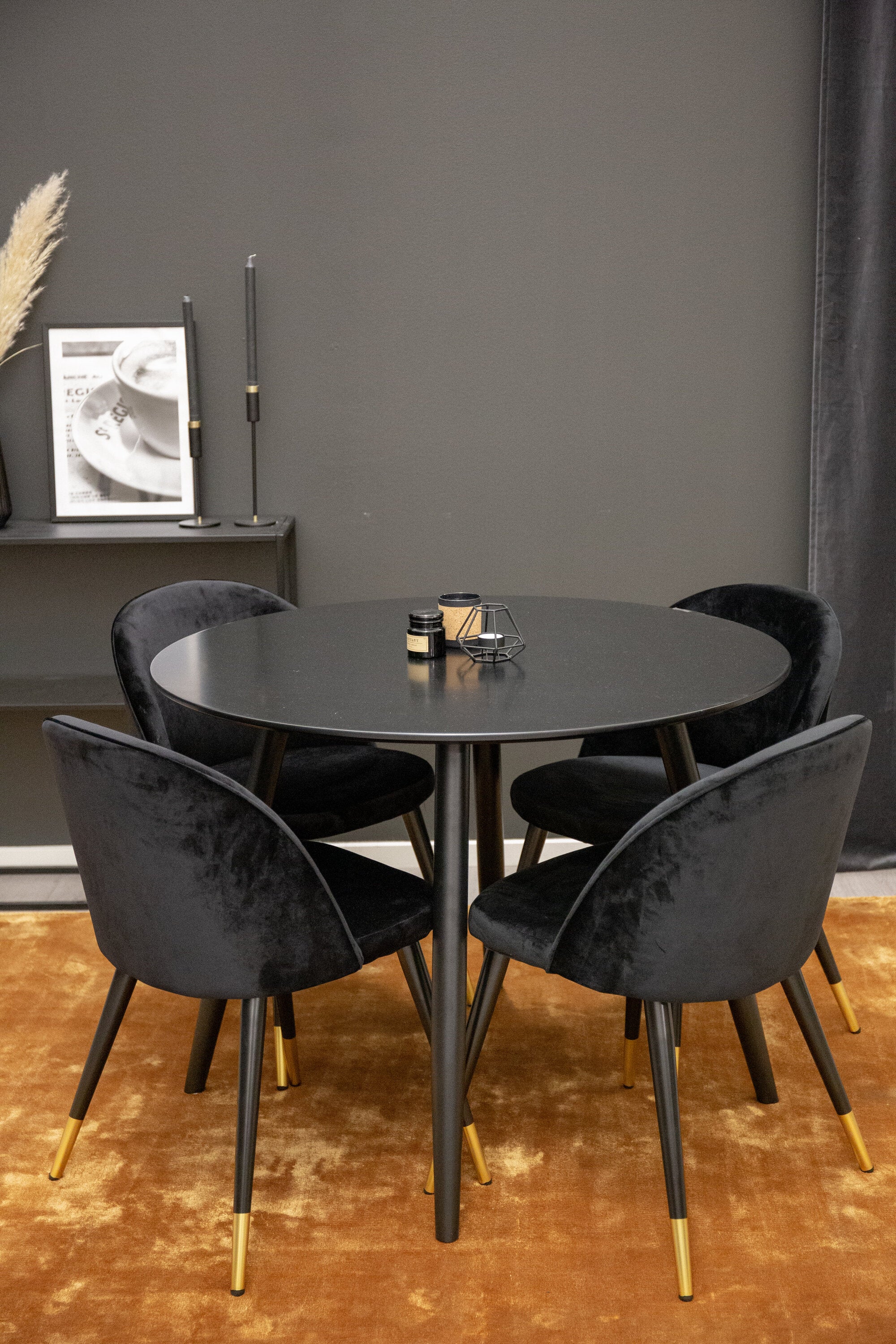 gr24140__2 Dining Set Plaza Mit Stühlen Velvet Rundes Essgruppen Set Default Title