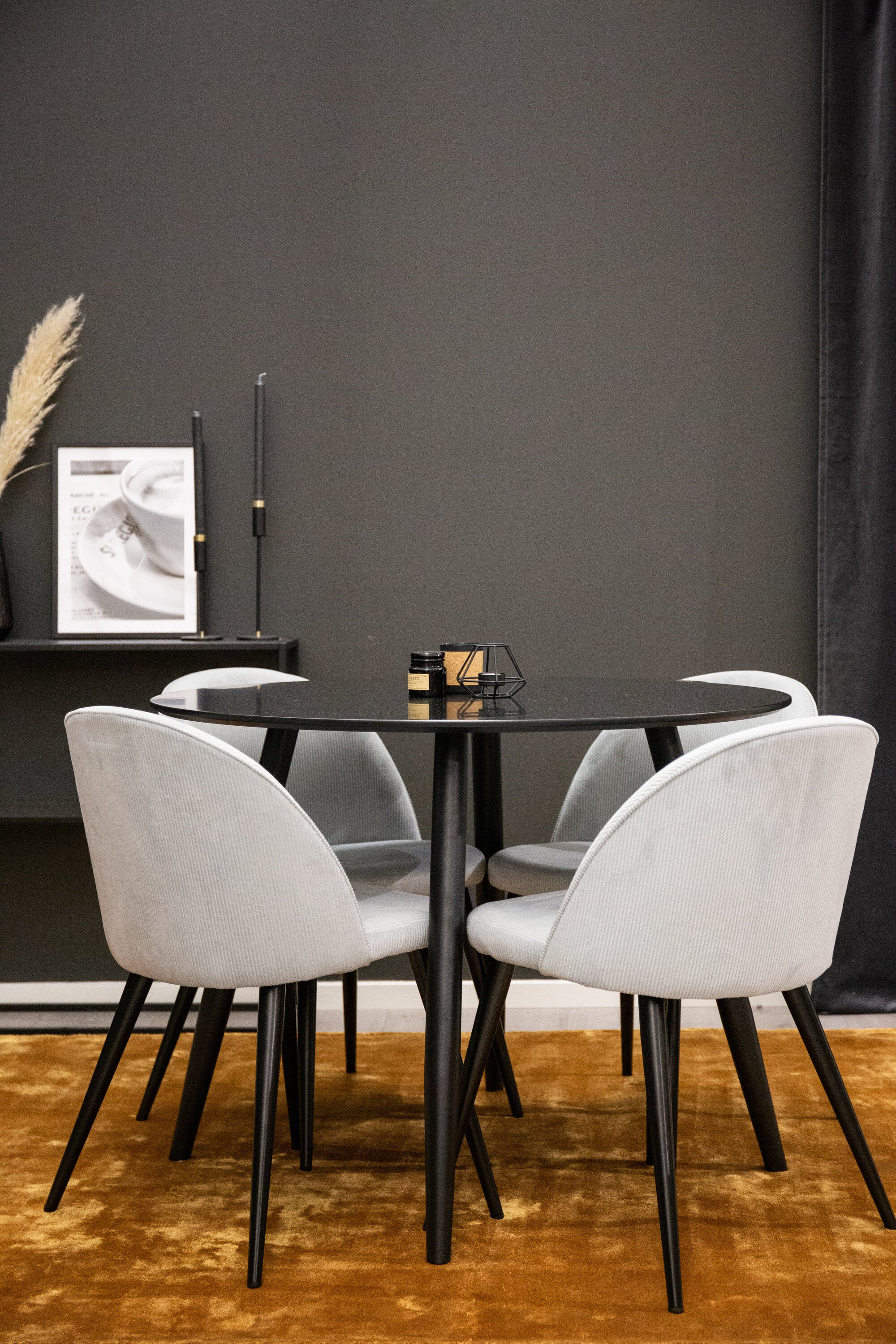 gr24146__2 Esszimmer Set Plaza Mit Samtstühlen Rundes Essgruppen Set Default Title