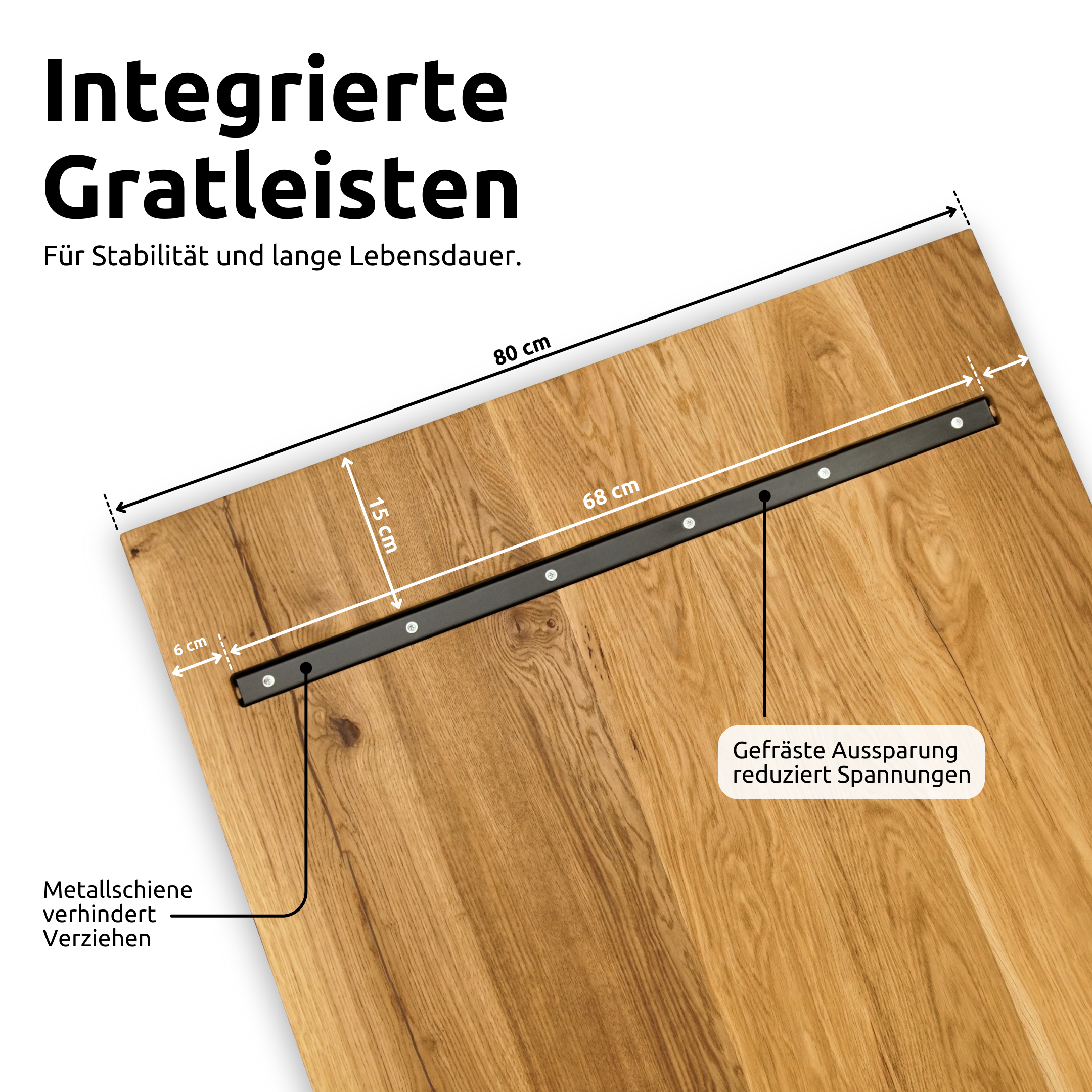 Massivholztisch aus Eiche I Esszimmertisch Massivholz160x80cm / Gerade Kante / Doppel-Dreieck