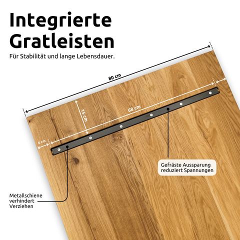 Massivholztisch aus Eiche I Esszimmertisch Massivholz160x80cm / Gerade Kante / Doppel-Dreieck