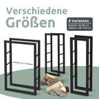 Kaminholzregal aus Metall Schwarz inkl. Ofenhandschuh80x25x150cm