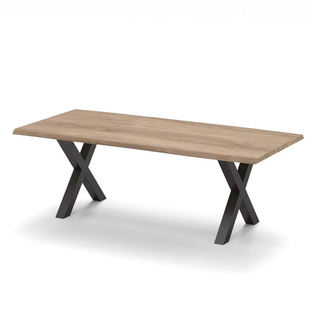 Eichentisch mit Baumkante 180cm x 100cm aufgedoppelt180cm x 100cm / Tiempo U