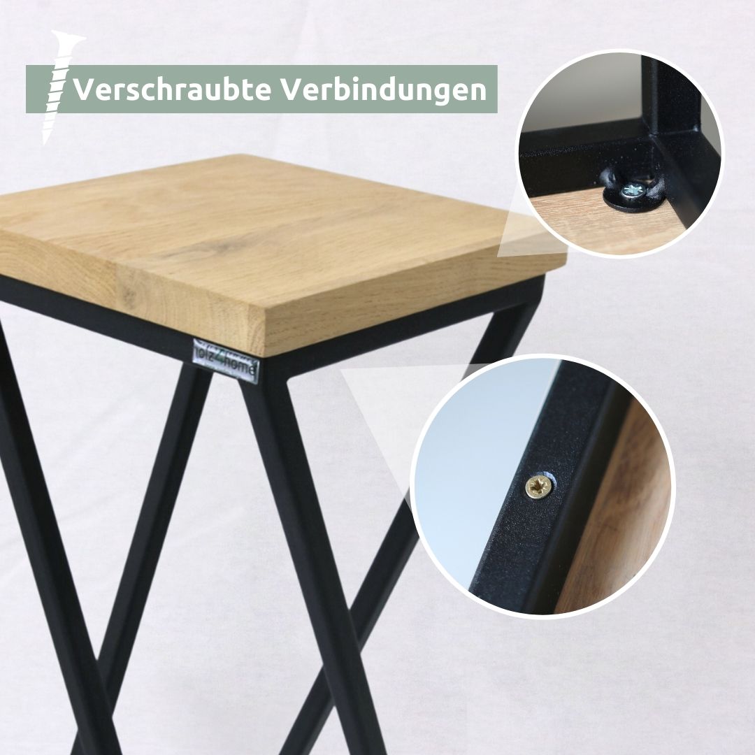 Dekoständer aus Eiche | Gedrehte Streben-Variante in hellgrau geölt70 cm