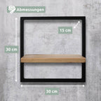 Wandregal Small Schwarz Gerahmt I Industrial Styleohne Baumkante / Natur