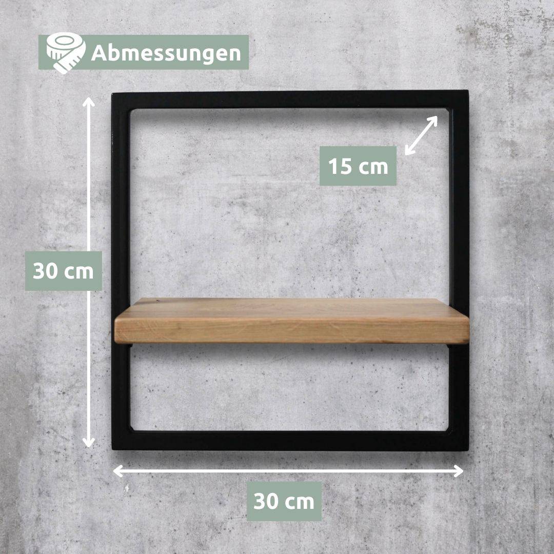 Wandregal Small Schwarz Gerahmt I Industrial Styleohne Baumkante / Natur