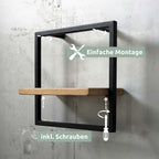 Wandregal Small Schwarz Gerahmt I Industrial Styleohne Baumkante / Natur