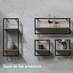 Wandregal Small Schwarz Gerahmt I Industrial Styleohne Baumkante / Hellgrau