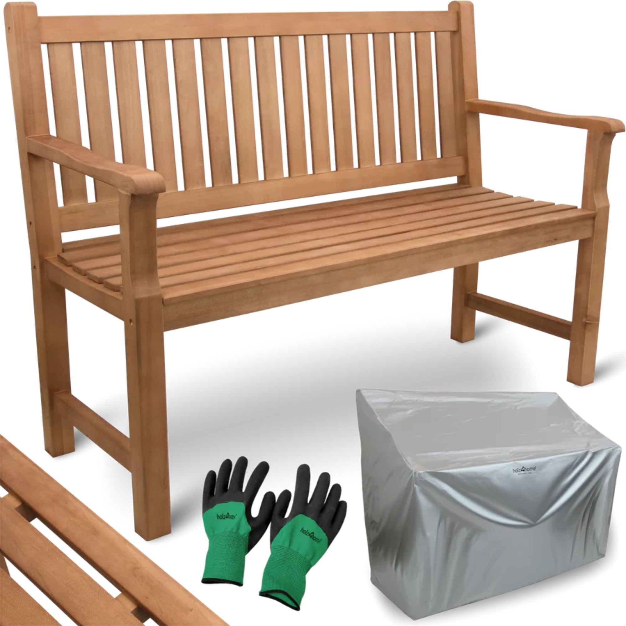 Kalb | Gartenbank aus Pappelholz, Massivholz, wetterfest und ergonomisch, robuste Konstruktion, einfache Montage, natürliche Holzoptik, Komfort und Entspannung im Außenbereich 150cm
