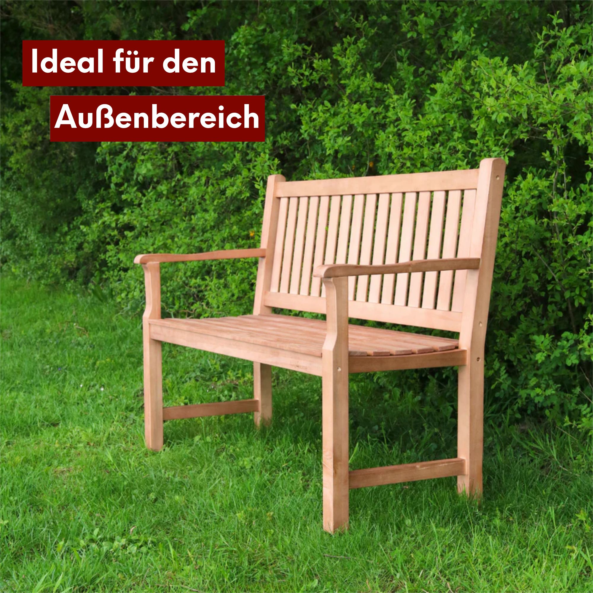 Kalb | Gartenbank aus Pappelholz, Massivholz, wetterfest und ergonomisch, robuste Konstruktion, einfache Montage, natürliche Holzoptik, Komfort und Entspannung im Außenbereich 150cm