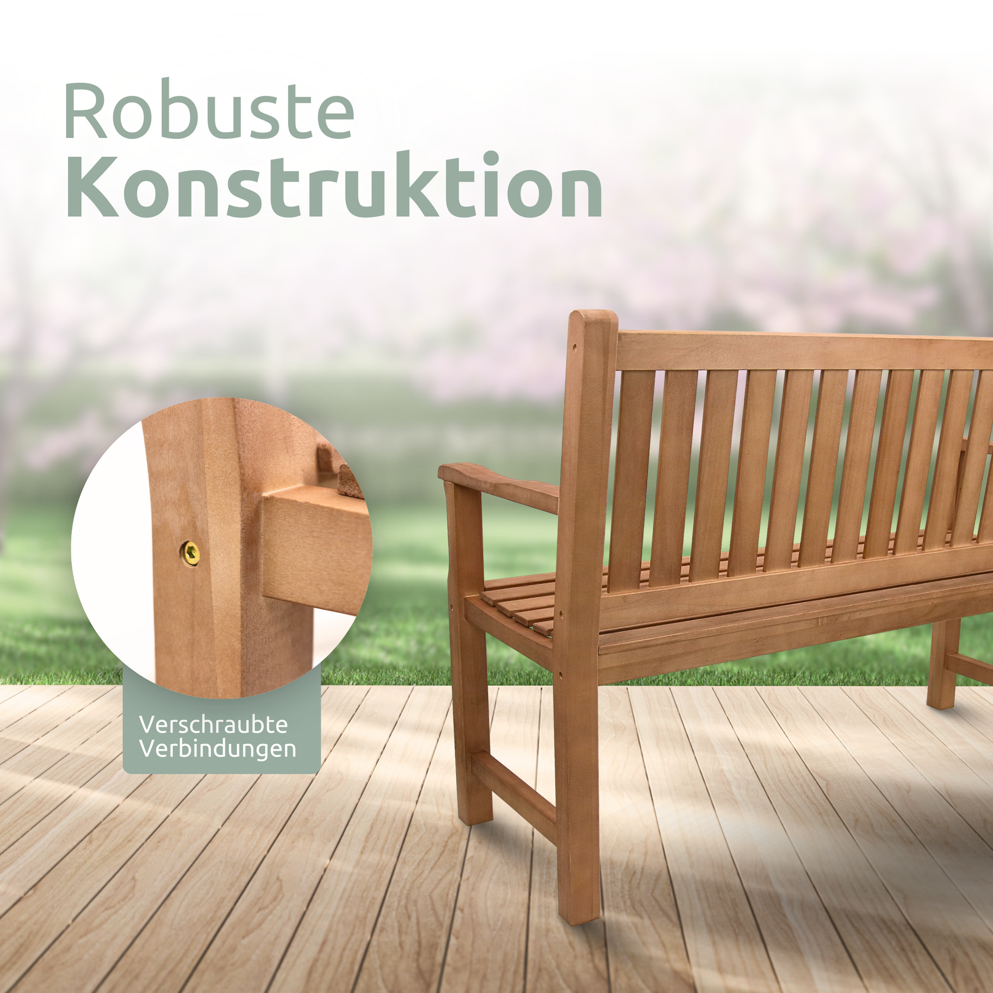 Gartenbank aus Holz mit Schutzabdeckung und Gartenhandschuhen120cm
