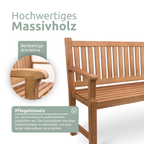 Gartenbank aus Holz mit Schutzabdeckung und Gartenhandschuhen120cm