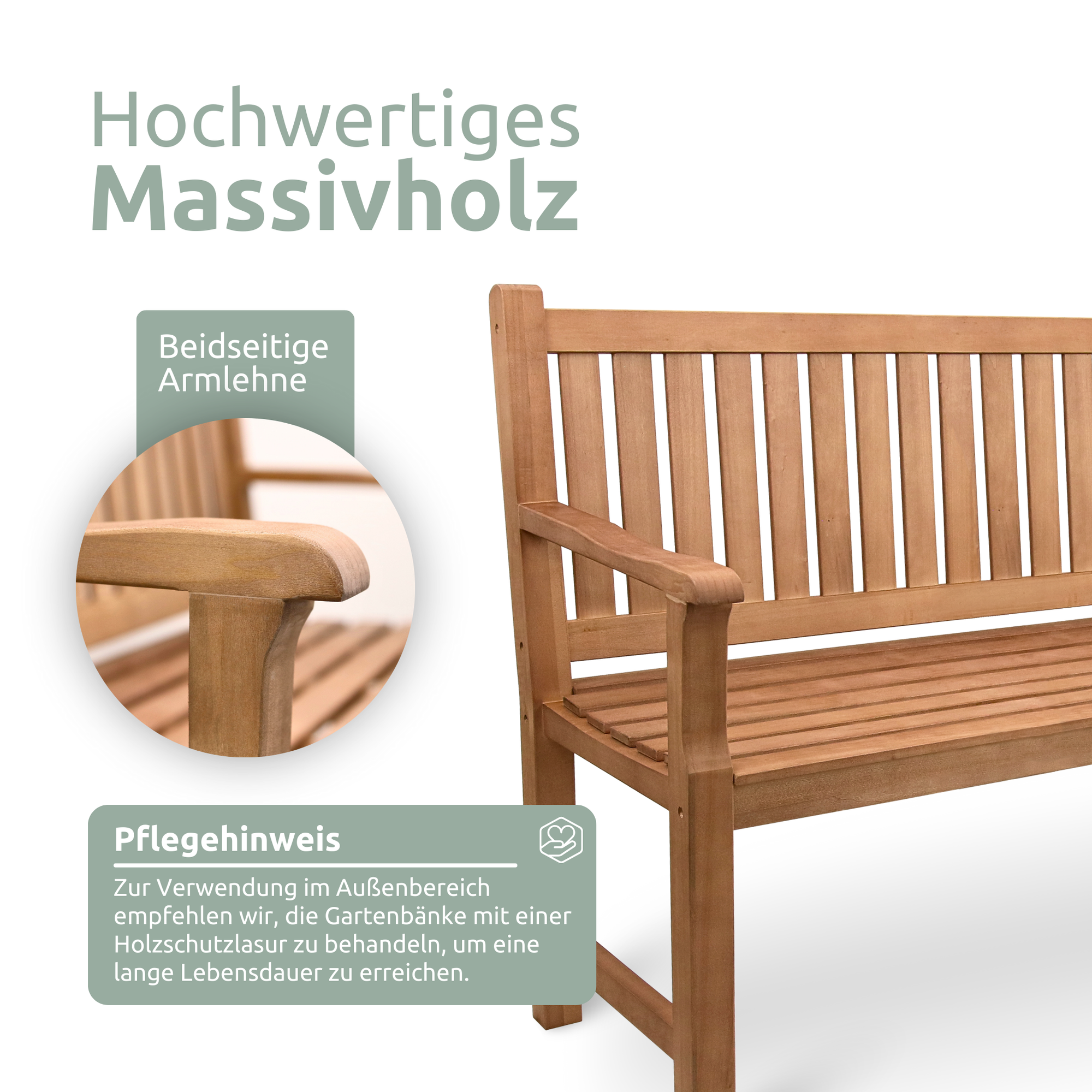 Gartenbank aus Holz mit Schutzabdeckung und Gartenhandschuhen120cm