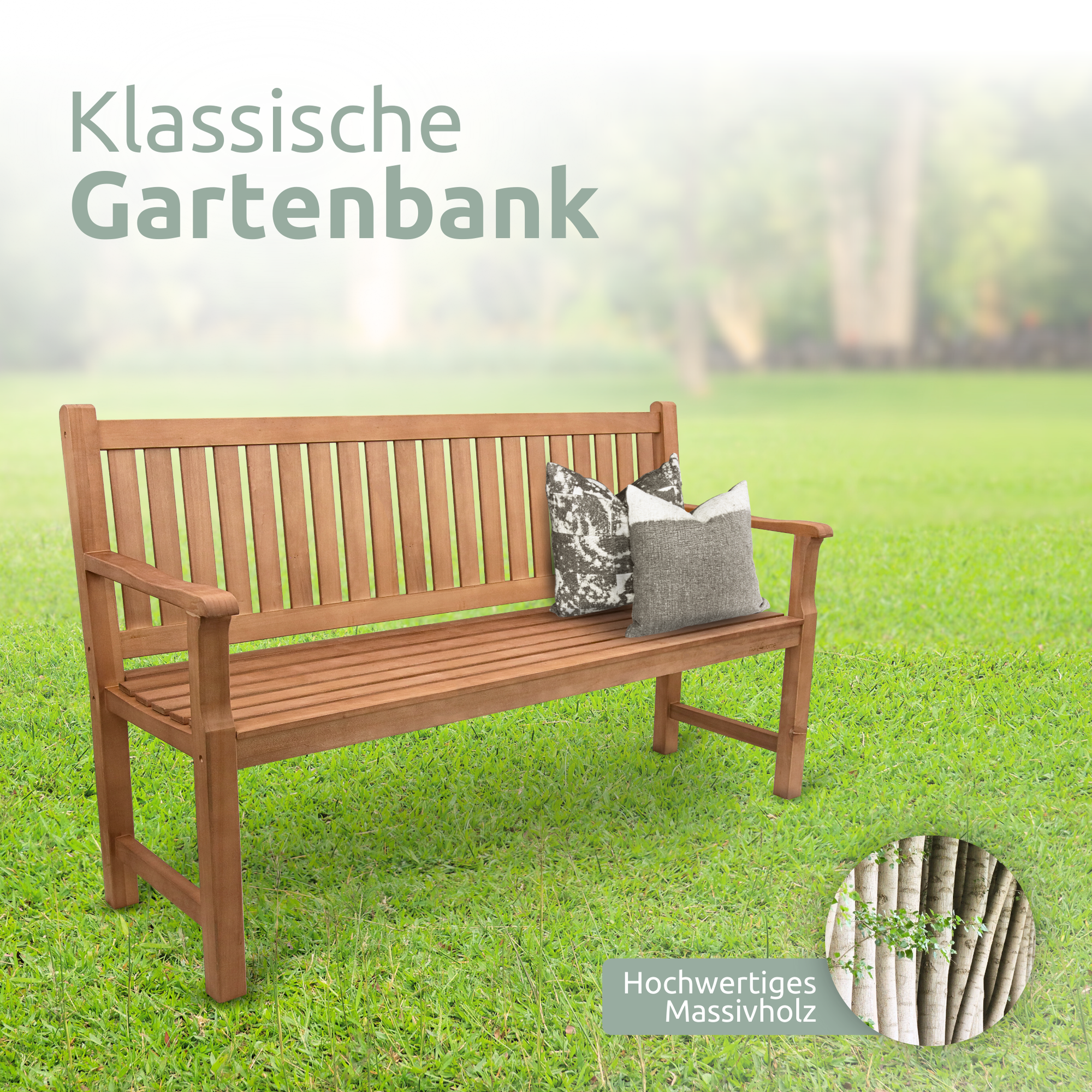 Gartenbank aus Holz mit Schutzabdeckung und Gartenhandschuhen120cm