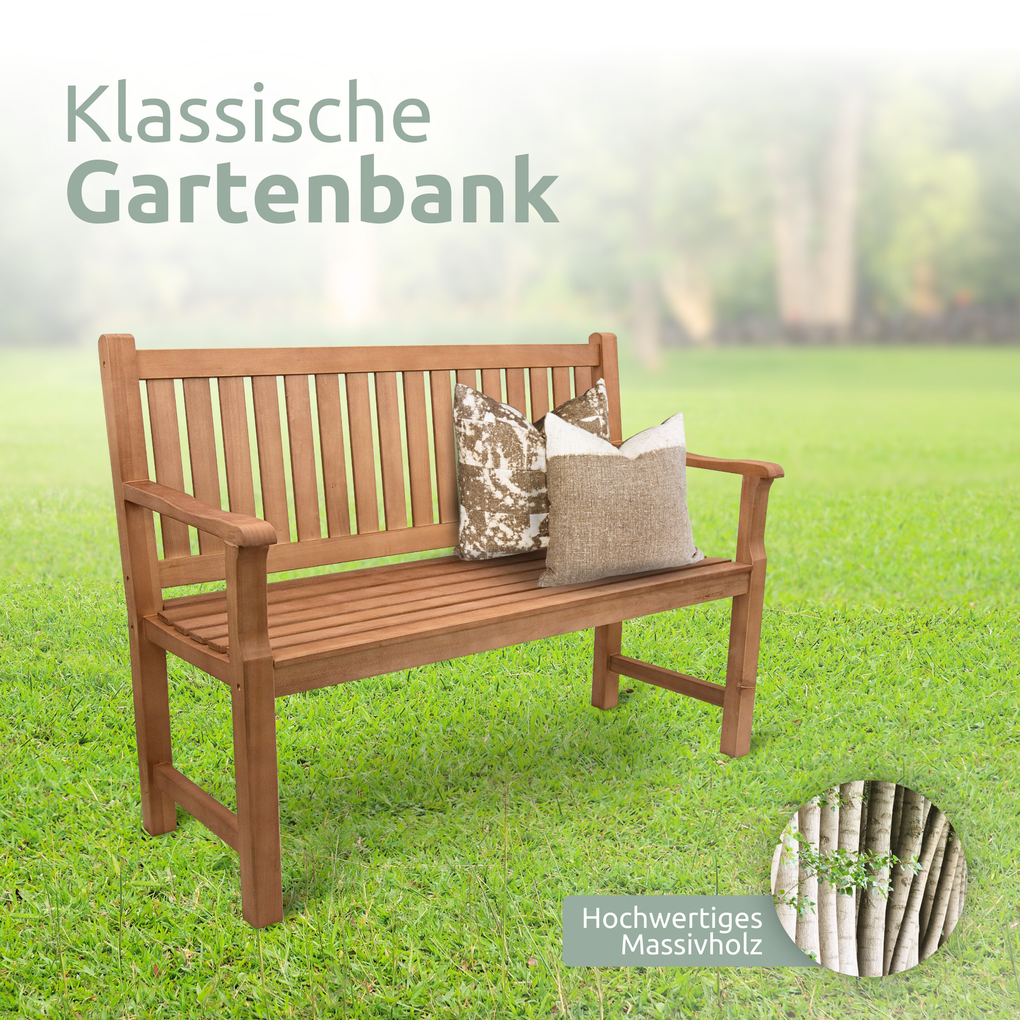 Gartenbank aus Holz mit Schutzabdeckung und Gartenhandschuhen120cm
