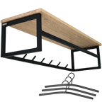 Wandgarderobe mit Ablage aus Eiche und Metall - Kleidergarderobe Flurmit Baumkante