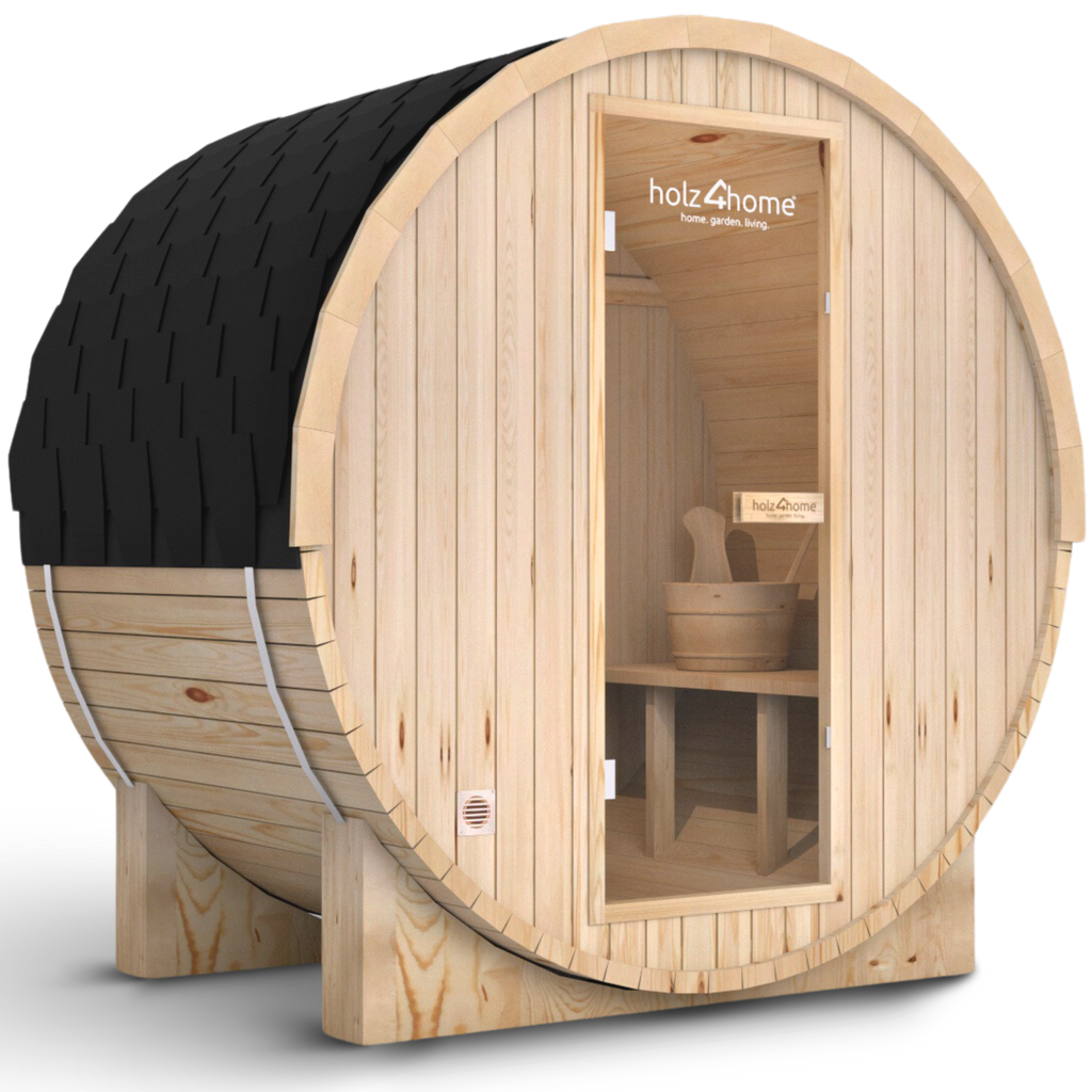 Fasssauna Pini wood Outdoor Sauna inkl. OfenL - 4 Personen / mit Montage