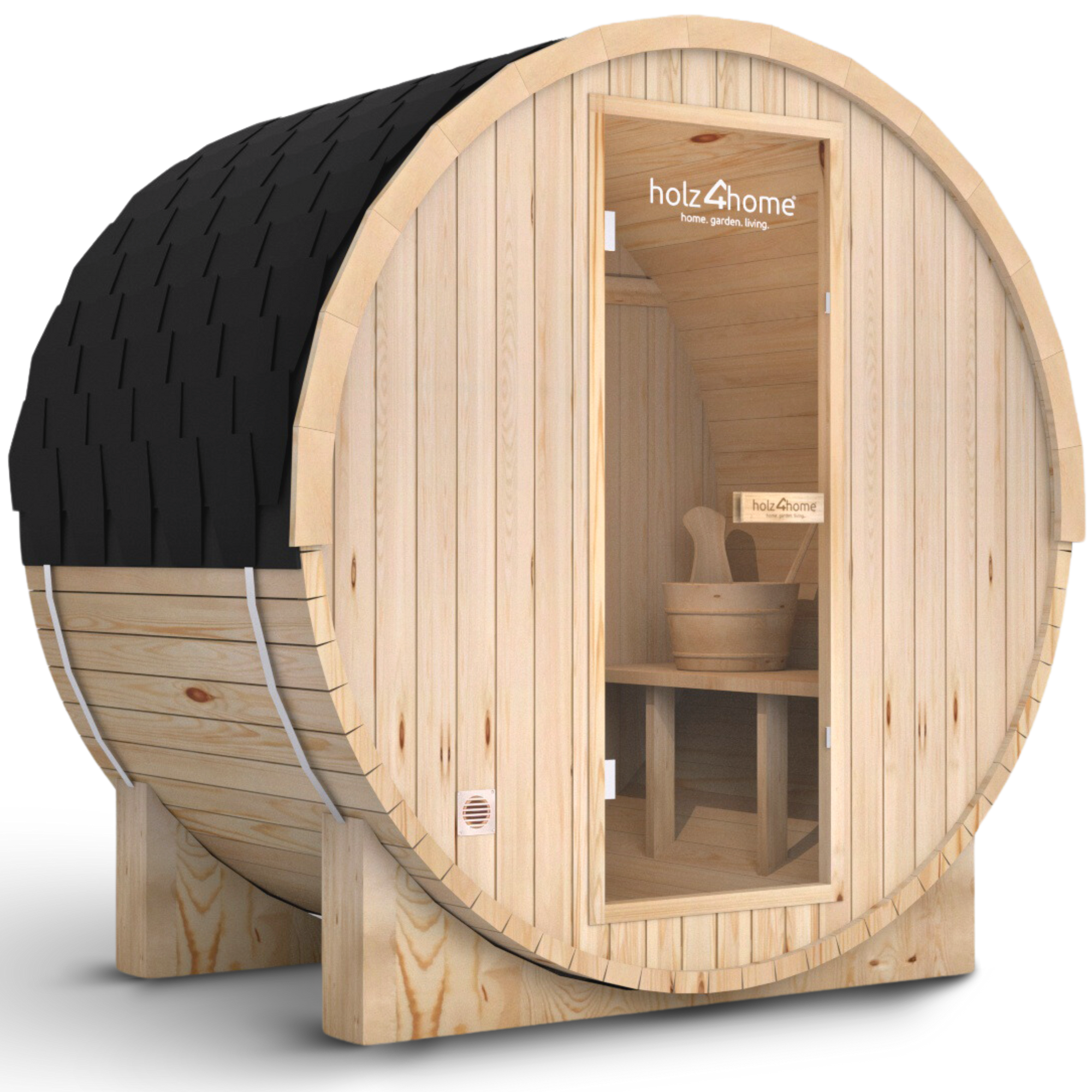 Fasssauna Pini wood Outdoor Sauna inkl. OfenL - 4 Personen / mit Montage