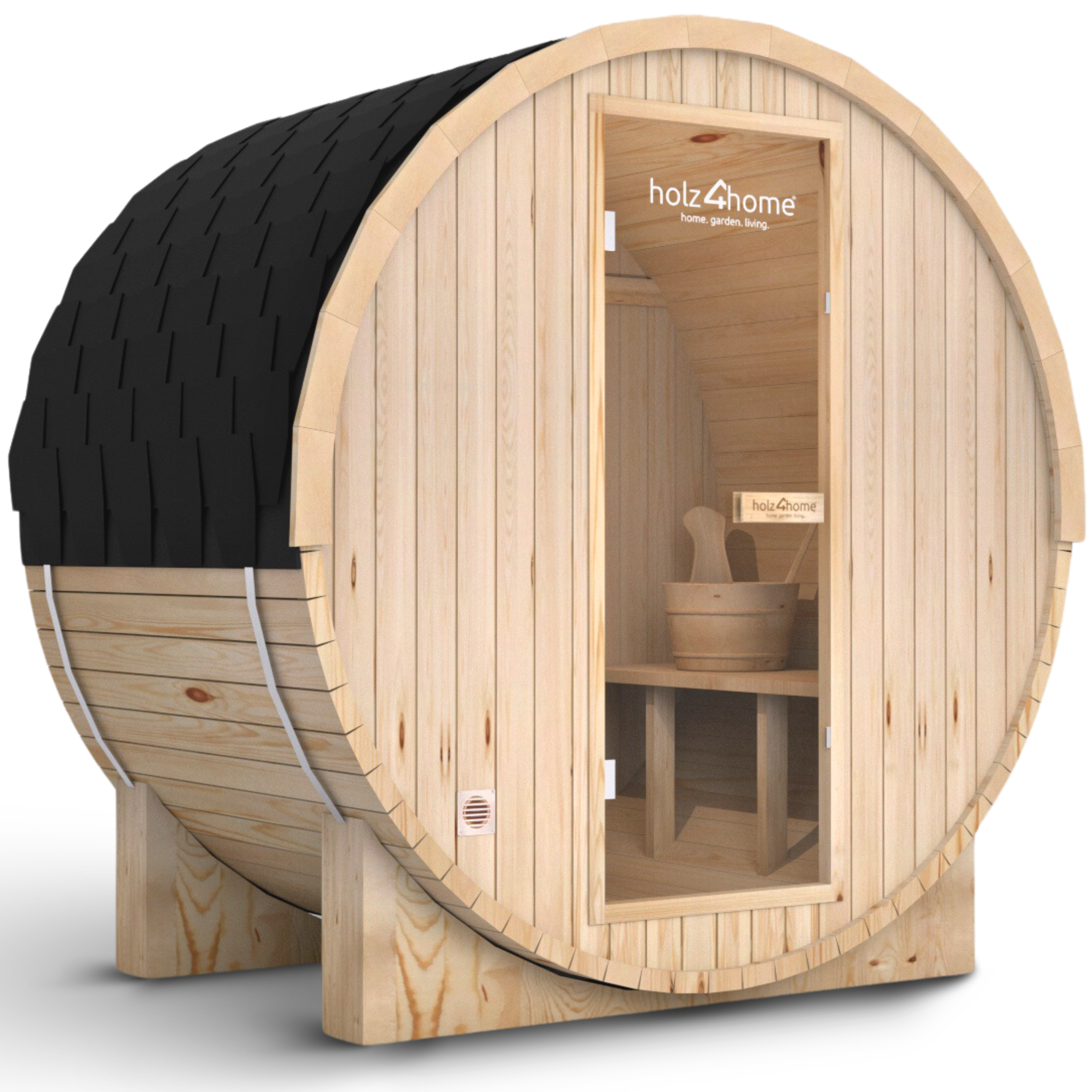 Fasssauna Pini wood Outdoor Sauna inkl. OfenL - 4 Personen / mit Montage