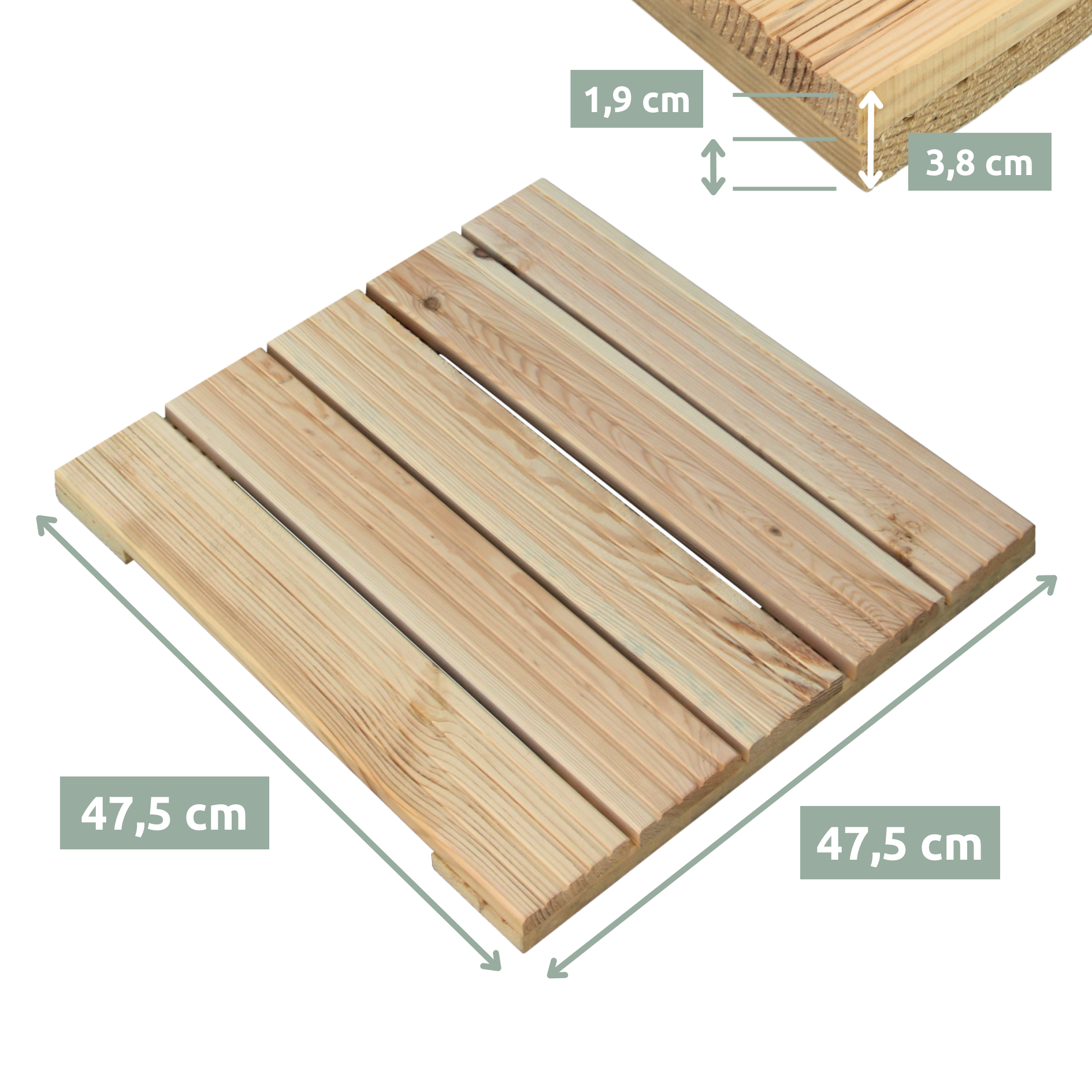 Holzfliese aus Kiefernholz95 x 95 cm