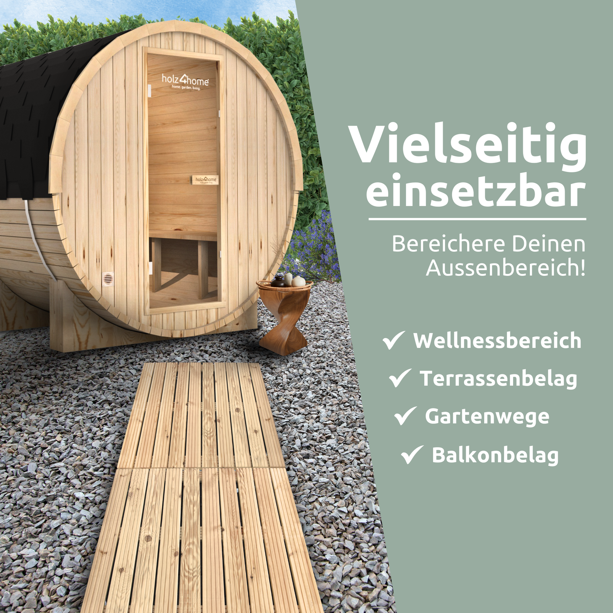 Holzfliese aus Kiefernholz95 x 95 cm
