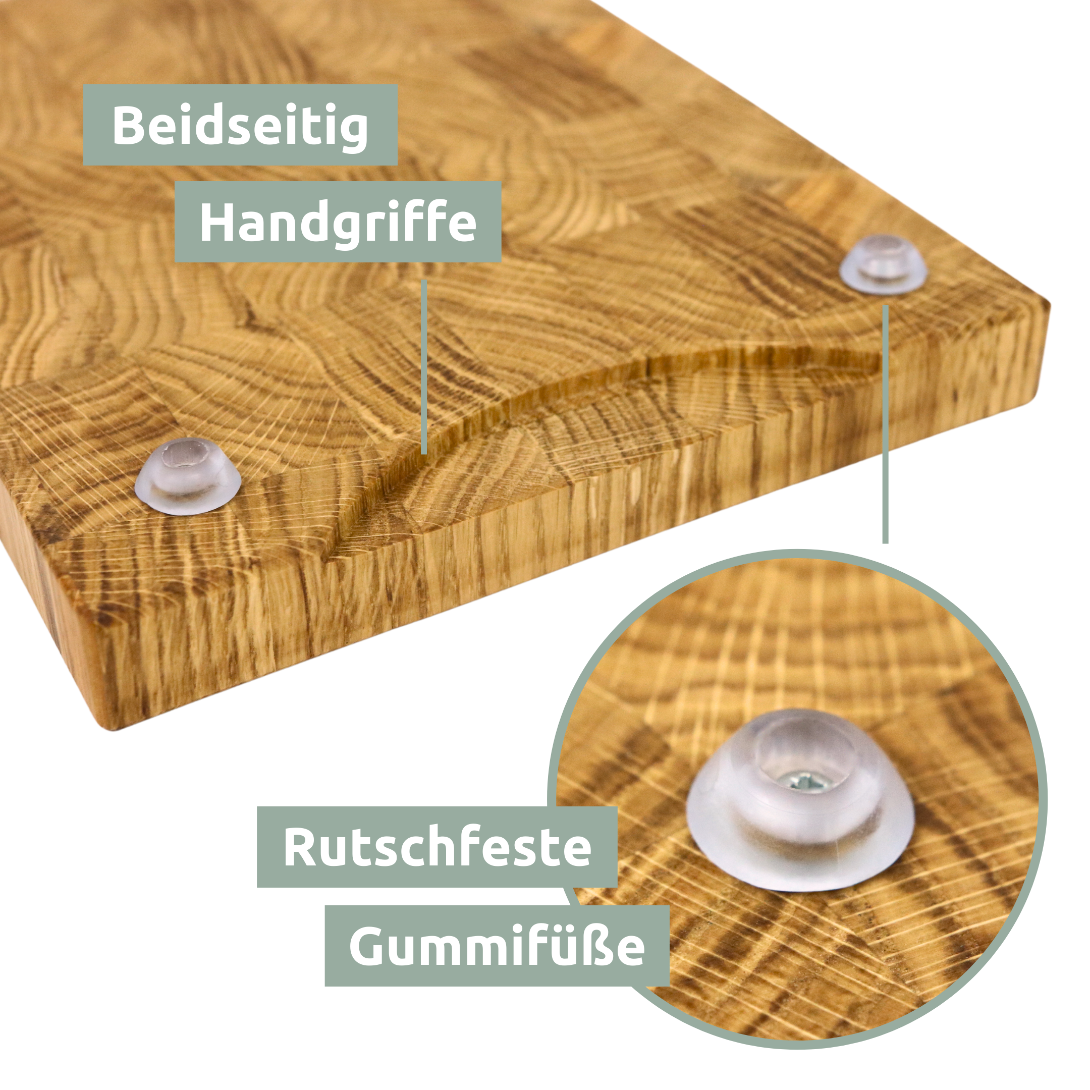 Premium Schneidebrett Stirnholz Eiche3er Set