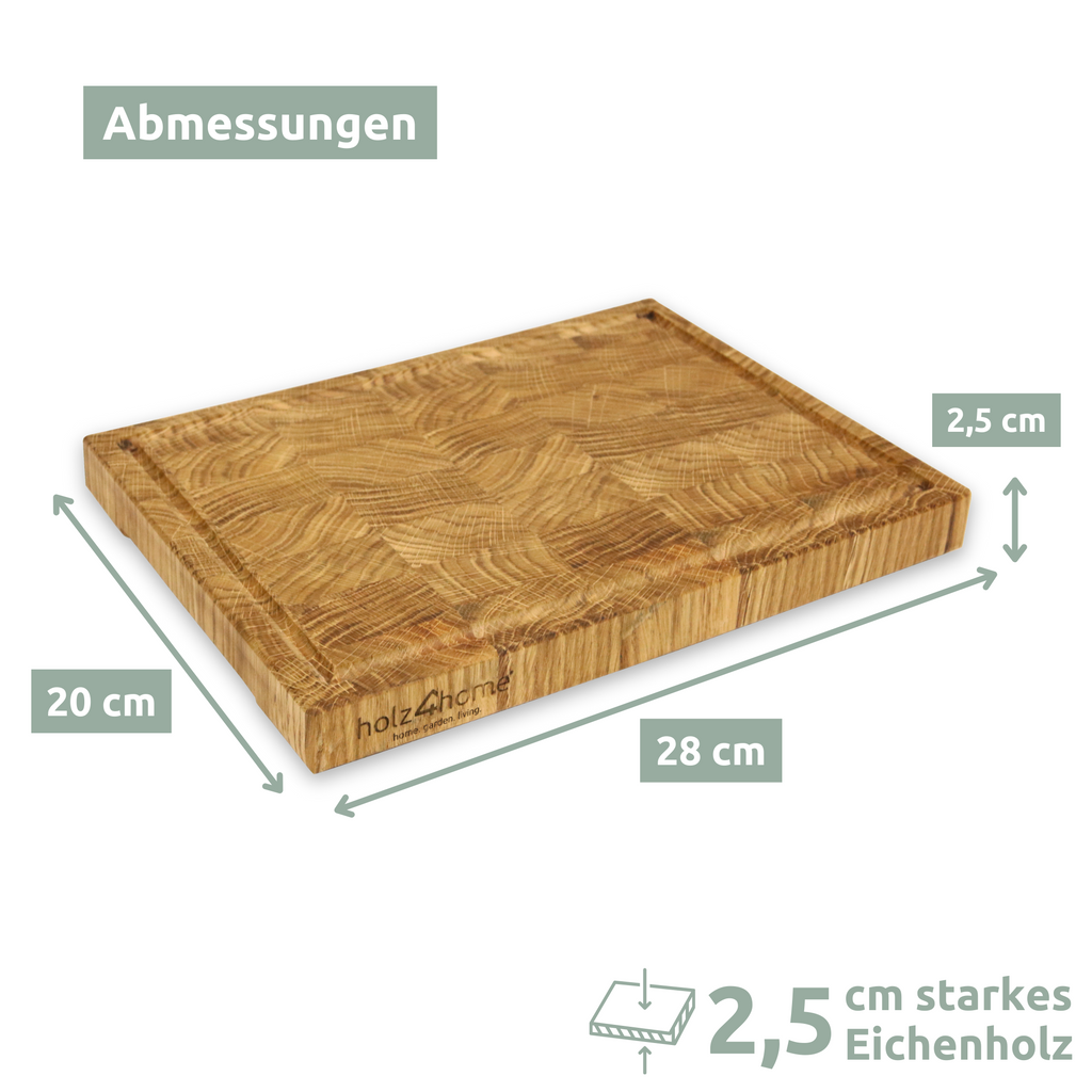 Premium Schneidebrett Stirnholz Eiche3er Set