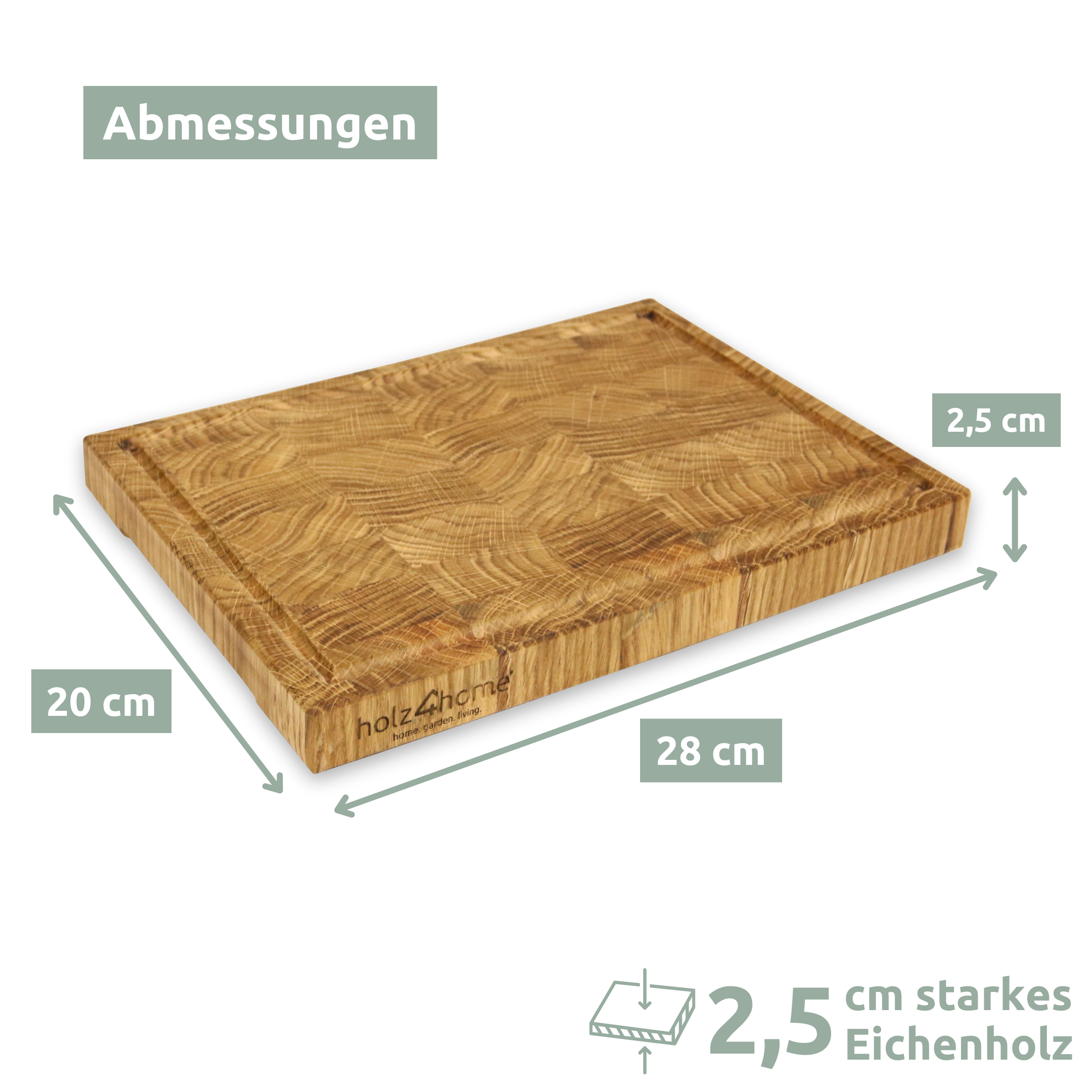 Premium Schneidebrett Stirnholz Eiche3er Set