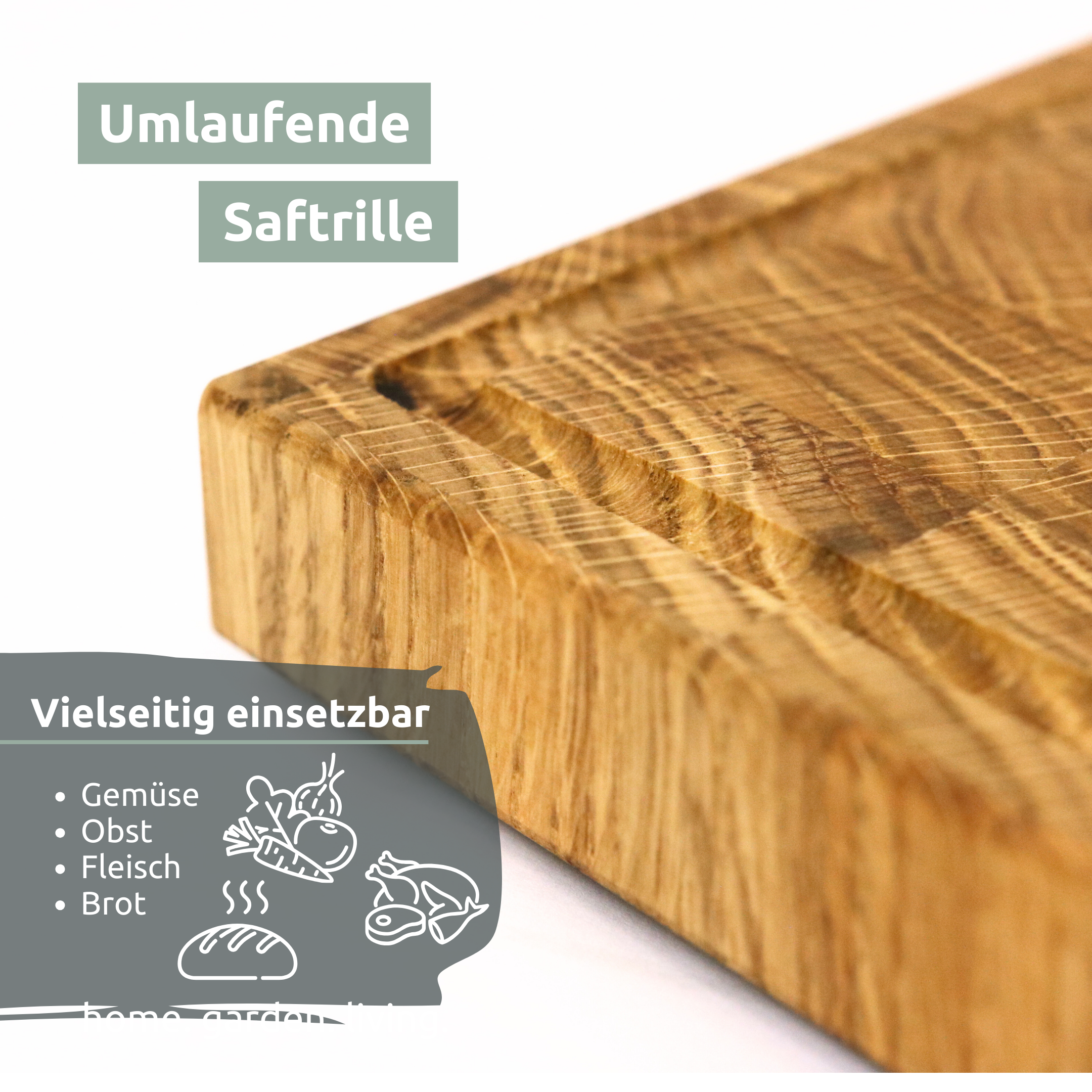 Premium Schneidebrett Stirnholz Eiche3er Set