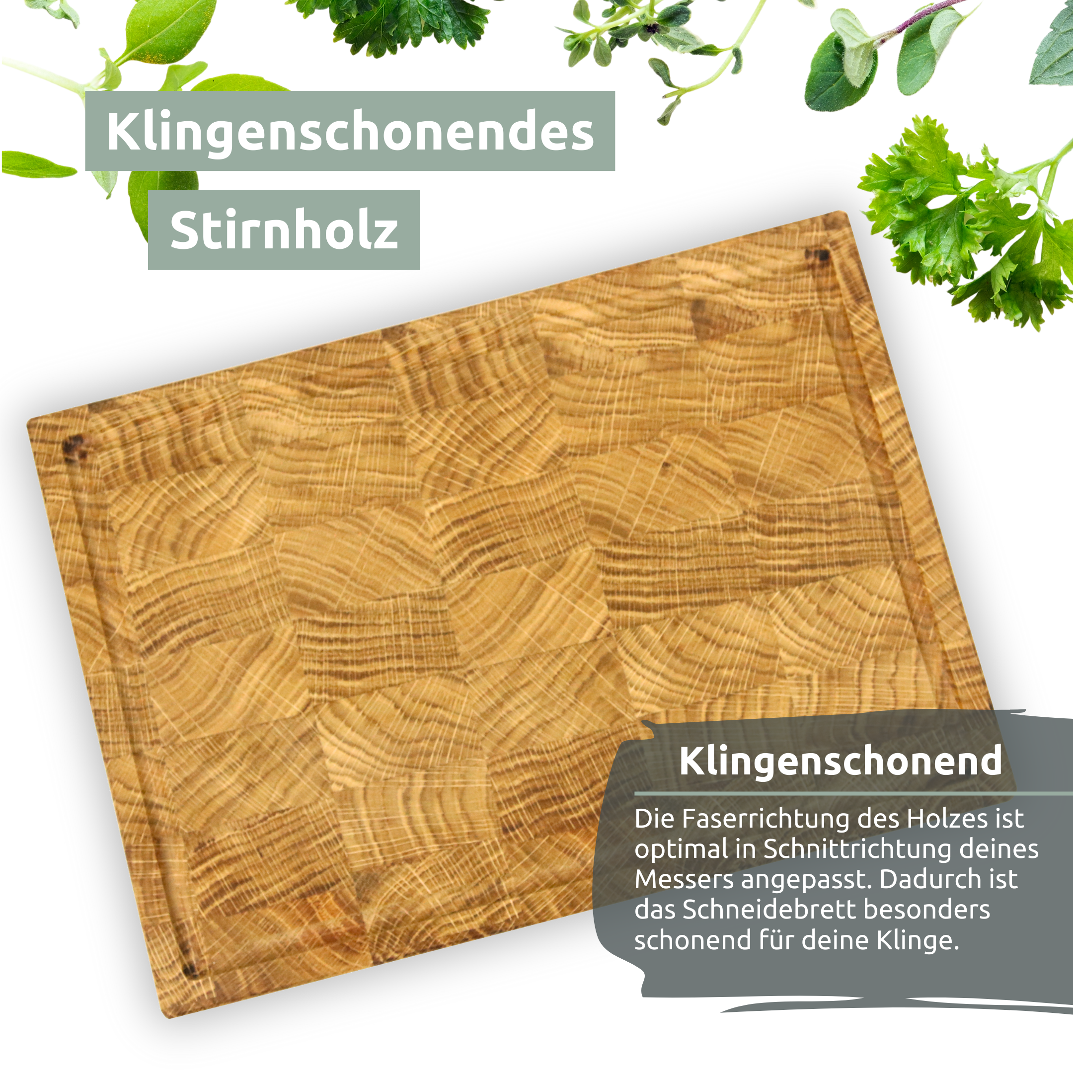 Premium Schneidebrett Stirnholz Eiche3er Set