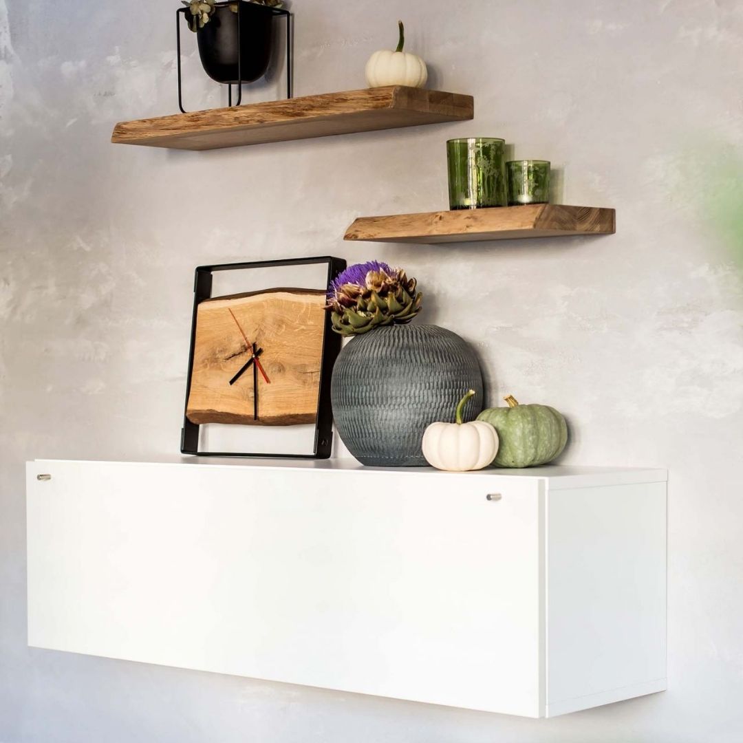 Quadratische Wanduhr mit Stahlrahmen aus massiver Eiche von holz4home®ohne Nuten