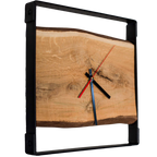 Quadratische Wanduhr mit Stahlrahmen aus massiver Eiche von holz4home®ohne Nuten