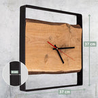 Quadratische Wanduhr mit Stahlrahmen aus massiver Eiche von holz4home®mit Nuten