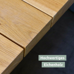 h4h161material_b77f61b6-b8e4-471f-b2c9-25c4a878b60d Outdoor Möbel, Eichenbank 160x40x46 cm, Eichentisch 180x85 cm, massiv, 4 cm Bohlen, natur geölt, Metallgestell schwarz, wetterfest, Garten Terrasse Balkon Tisch