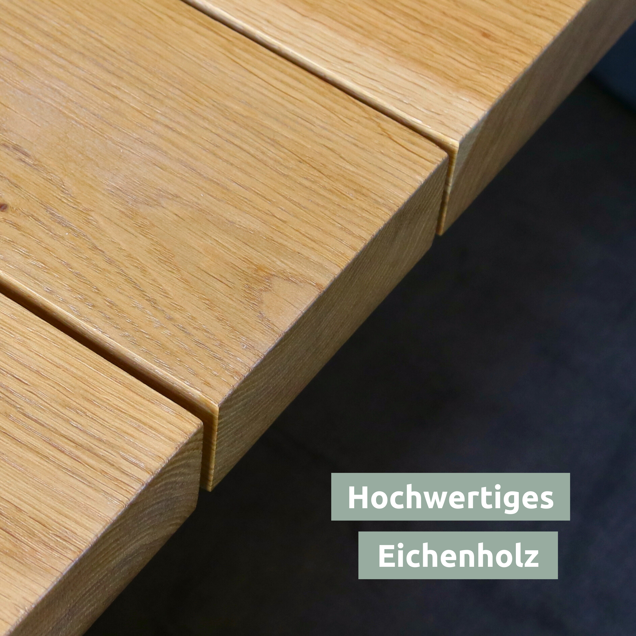 h4h161material_b77f61b6-b8e4-471f-b2c9-25c4a878b60d Outdoor Möbel, Eichenbank 160x40x46 cm, Eichentisch 180x85 cm, massiv, 4 cm Bohlen, natur geölt, Metallgestell schwarz, wetterfest, Garten Terrasse Balkon Tisch