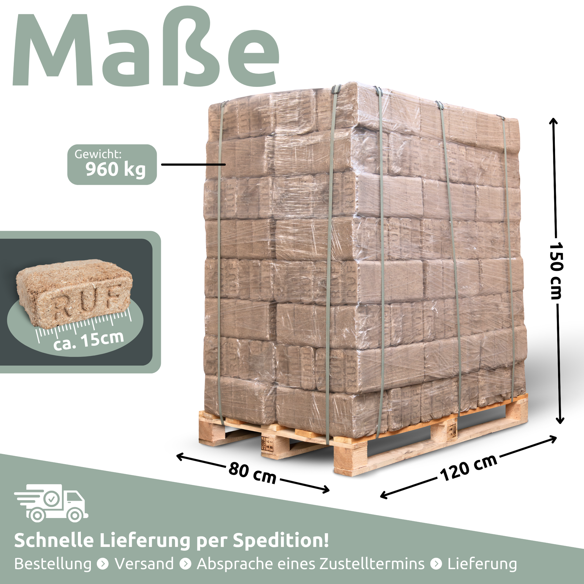 RUF - Holzbriketts MischholzPalette je 960 kg