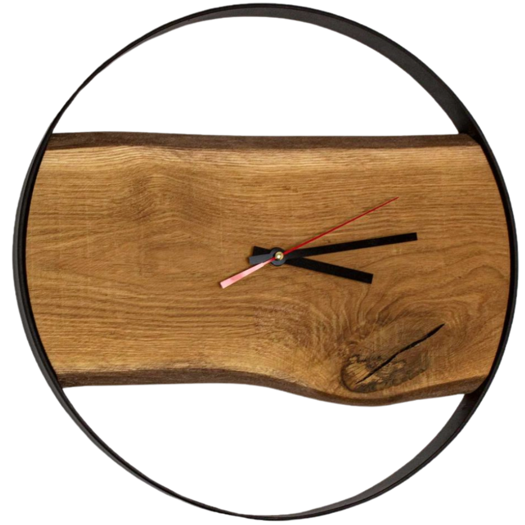 Wanduhr mit Stahlrahmen aus massiver Eiche43 cm