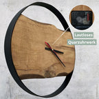 Wanduhr mit Stahlrahmen aus massiver Eiche43 cm