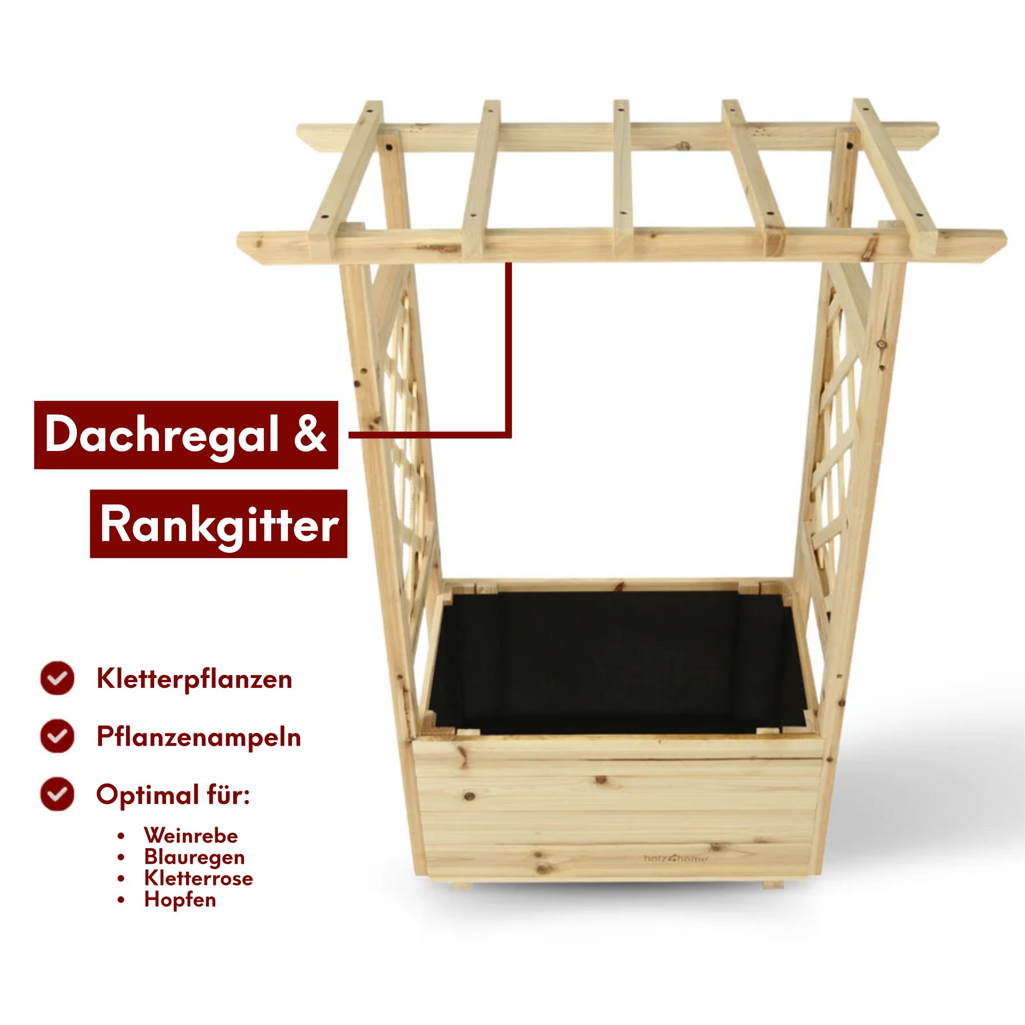 Pflanzkasten mit Dach aus Tannenholz inkl. Vlieseinlage