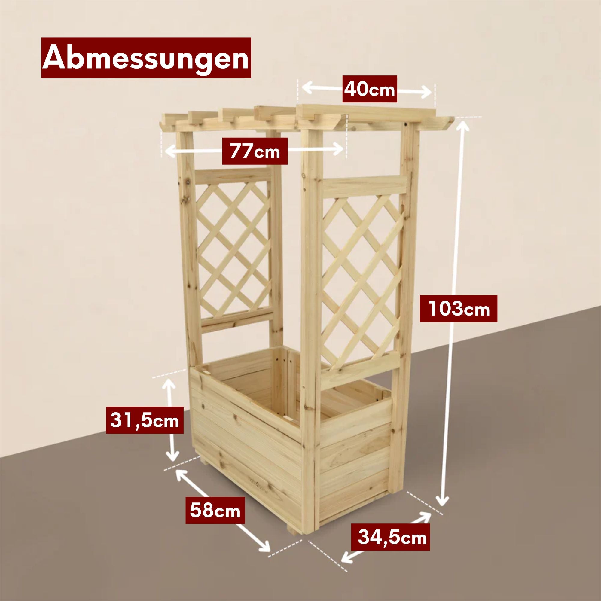 Pflanzkasten mit Dach aus Tannenholz inkl. Vlieseinlage