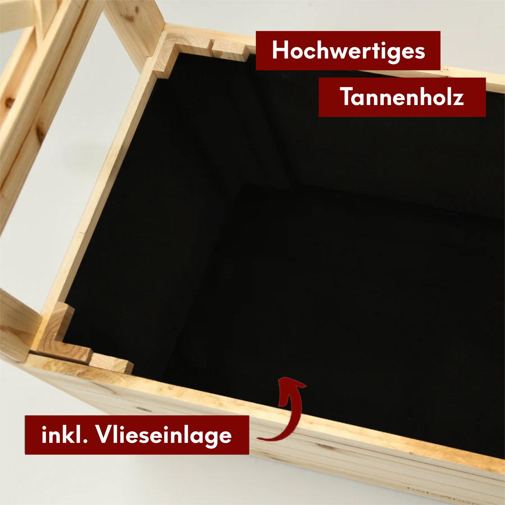 Pflanzkasten mit Dach aus Tannenholz inkl. Vlieseinlage