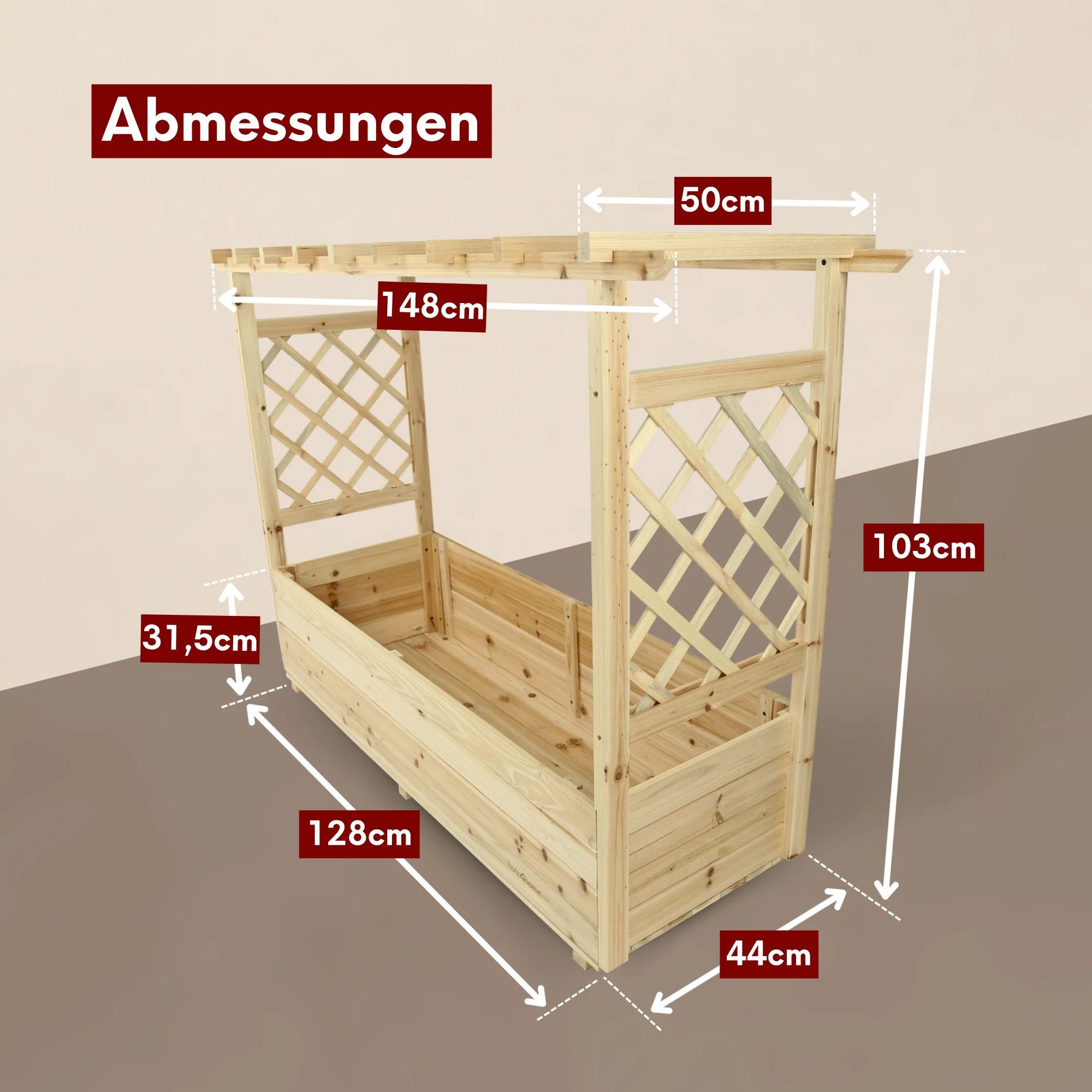 Pflanzkasten mit Dach aus Tannenholz inkl. Vlieseinlage