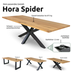 h4h220_hora_spider_a09daefe-9e0f-406d-9782-2ee55ee01765 Massivholztisch Eiche, 4cm massive Tischplatte, geölt, robust & zeitloses Design für Esszimmer, Büro & Konferenzraum, Esstisch Baumkante