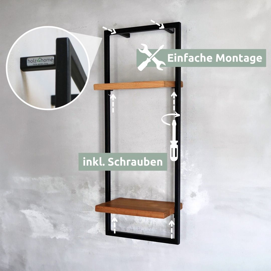 Wandregal high in schwarz gerahmt von holz4home®Hellgrau / ohne Baumkante
